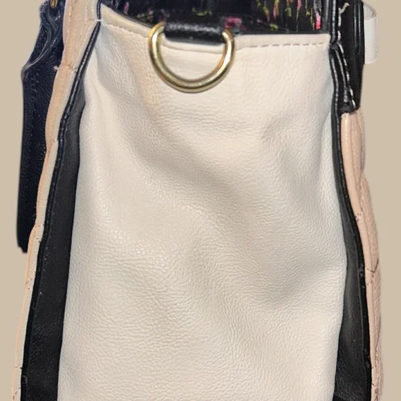 Betsey Johnson Black and Cream Quilted Handbag - Picture 7 of 11